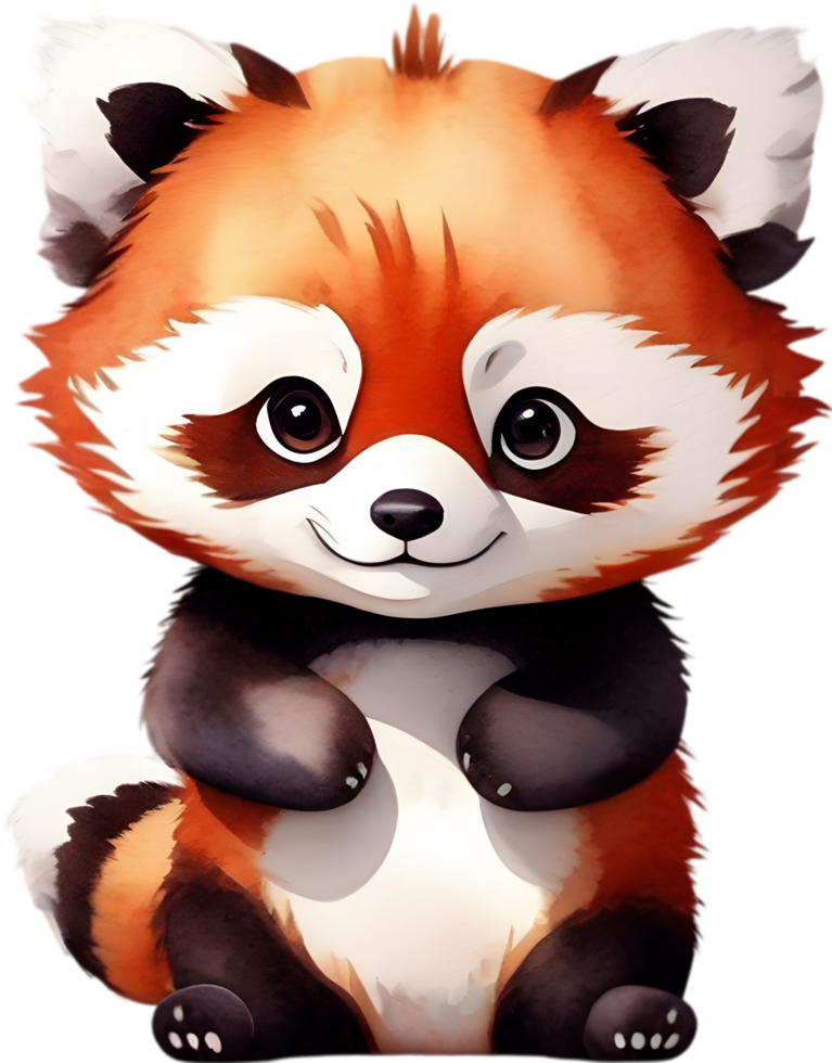 AI generated Watercolor painting of a cute Red Panda. png