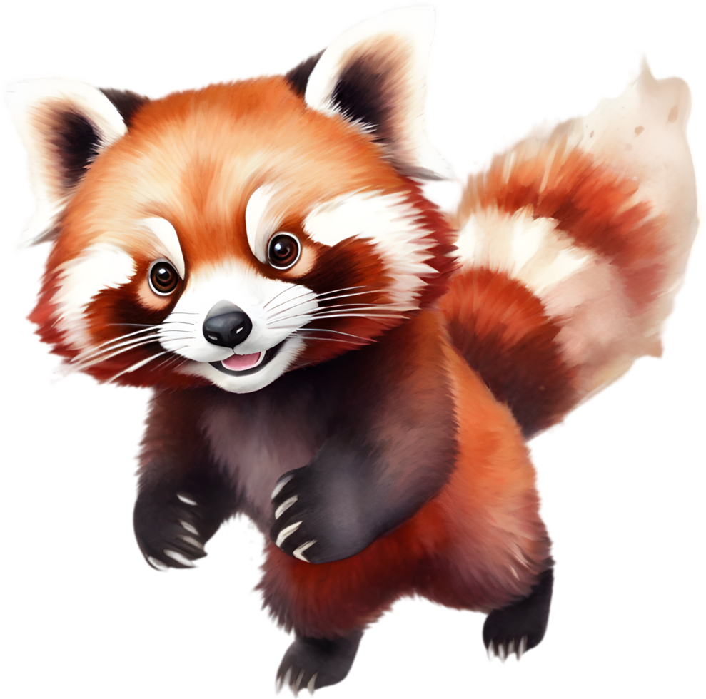 AI generated Watercolor painting of a cute Red Panda. png