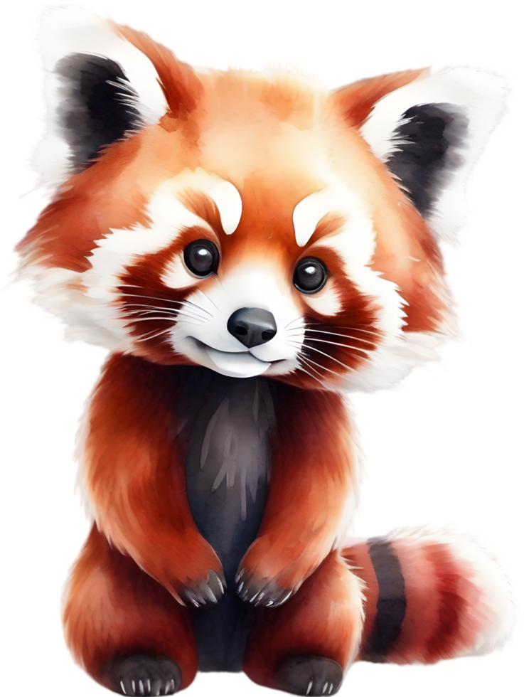 AI generated Watercolor painting of a cute Red Panda. png