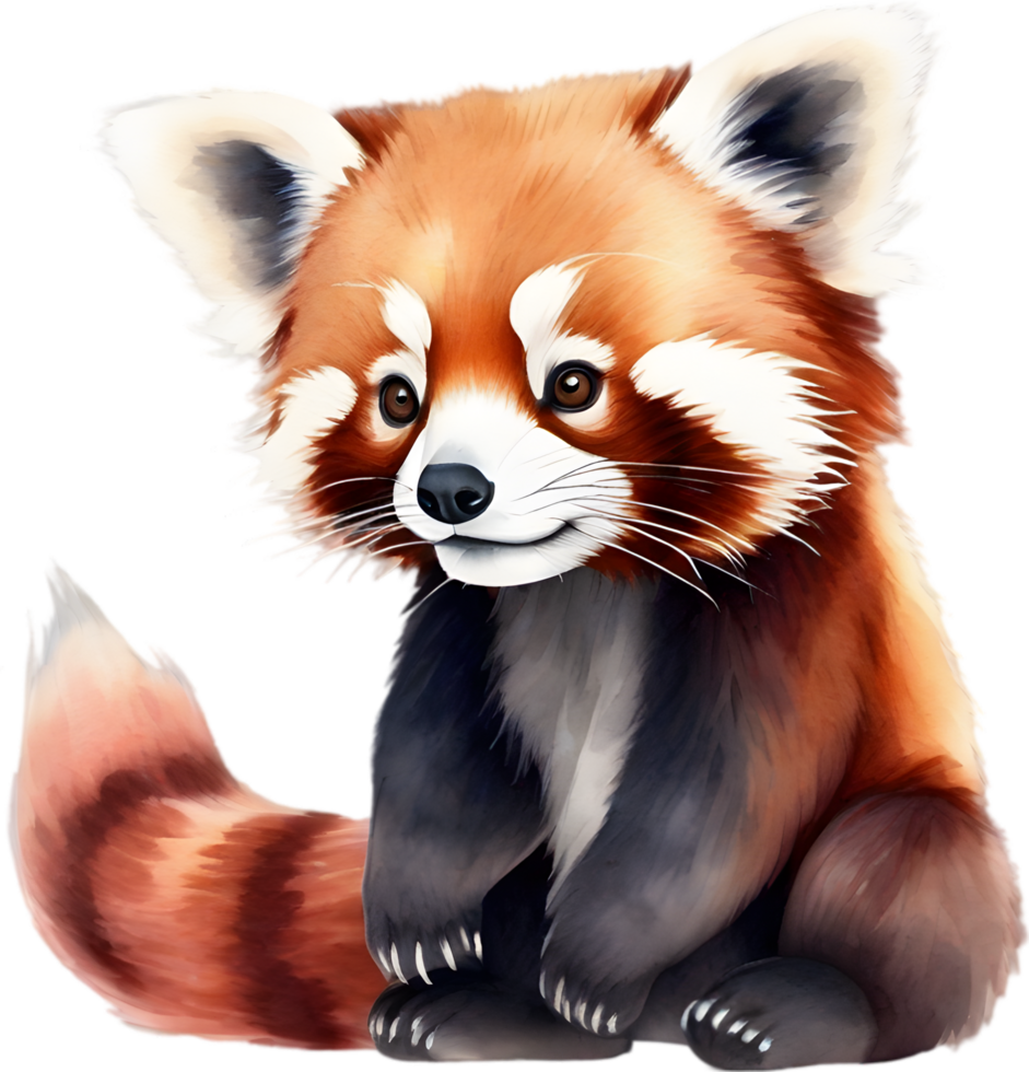 AI generated Watercolor painting of a cute Red Panda. png