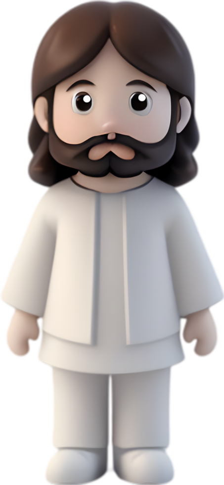 AI generated Close-up of cute cartoon Jesus Christ icon. png