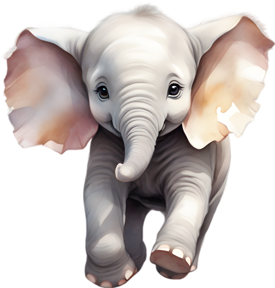 AI generated Watercolor painting of a cute Baby Elephant. png