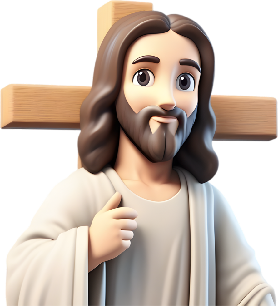 AI generated Close-up of cute cartoon Jesus Christ icon. png