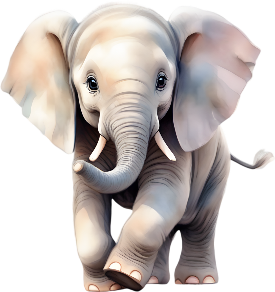 AI generated Watercolor painting of a cute Baby Elephant. png