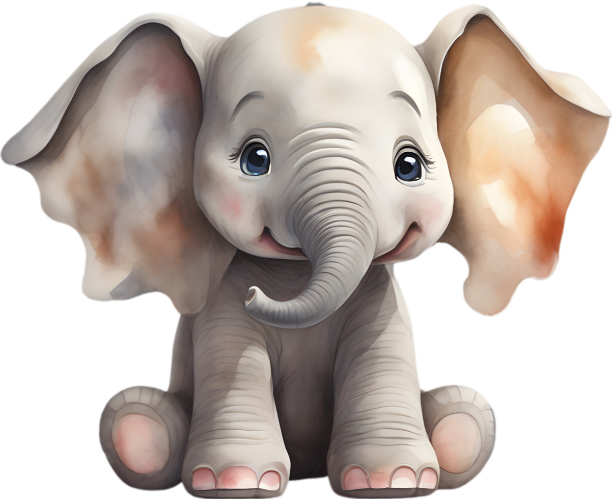 AI generated Watercolor painting of a cute Baby Elephant. png