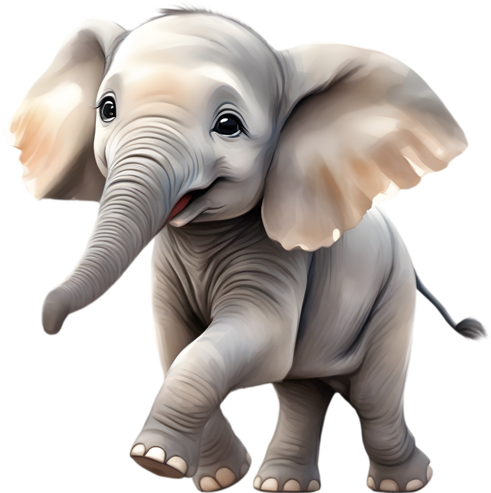 AI generated Watercolor painting of a cute Baby Elephant. png