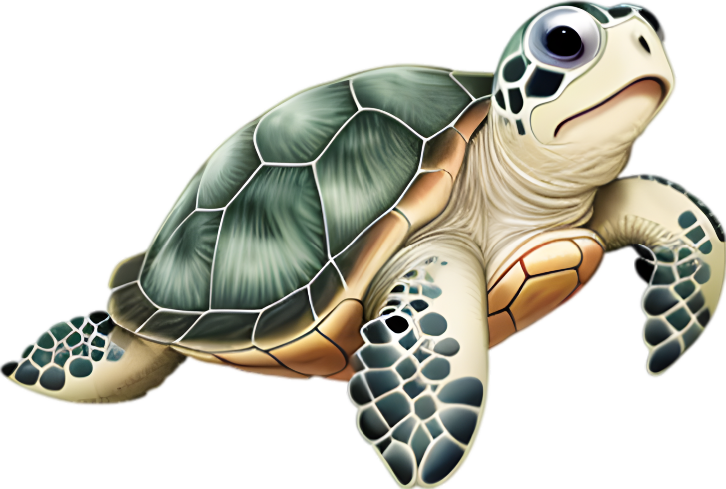 AI generated Close-up of a cute cartoon Sea Turtle Icon. png