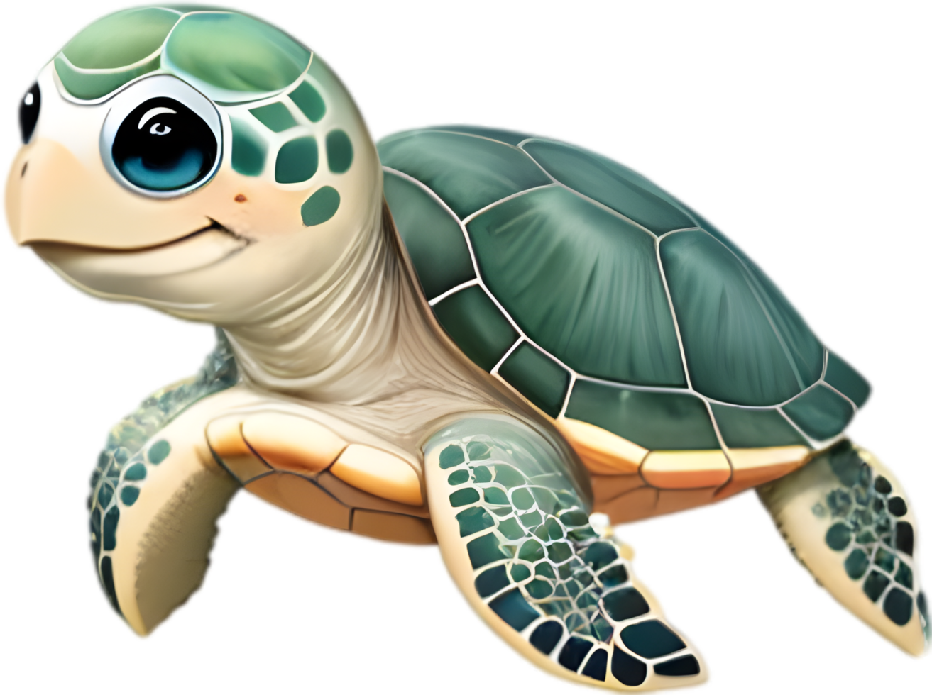 AI generated Close-up of a cute cartoon Sea Turtle Icon. png