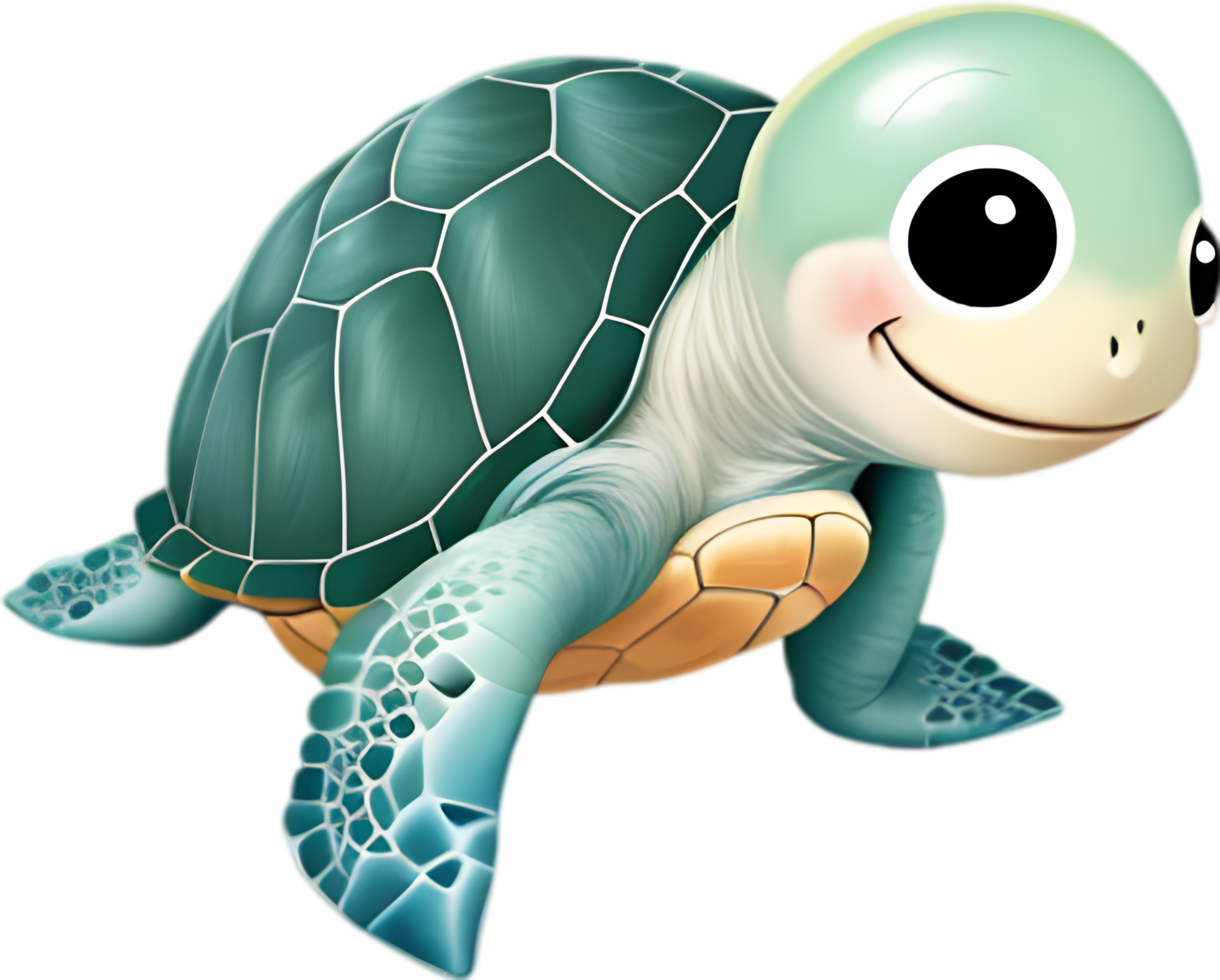 AI generated Close-up of a cute cartoon Sea Turtle Icon. png