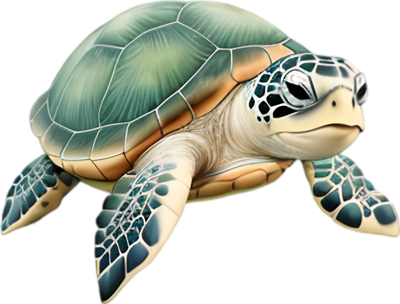 AI generated Close-up of a cute cartoon Sea Turtle Icon. png