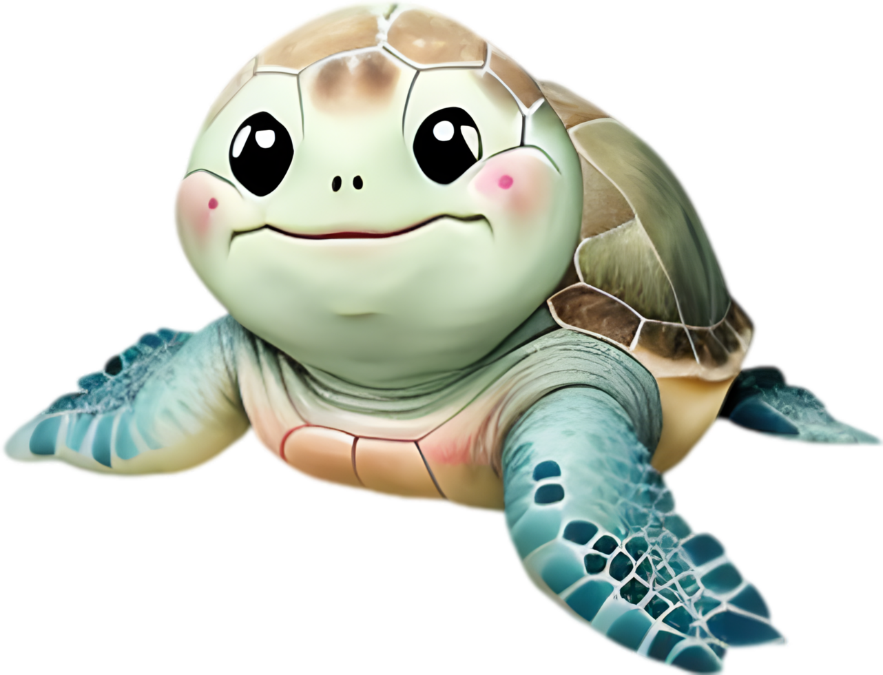 AI generated Close-up of a cute cartoon Sea Turtle Icon. png
