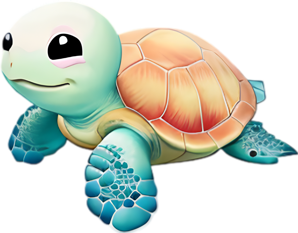 AI generated Close-up of a cute cartoon Sea Turtle Icon. png