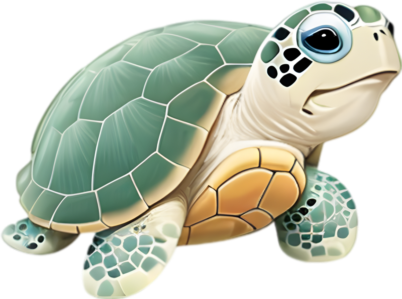 AI generated Close-up of a cute cartoon Sea Turtle Icon. png