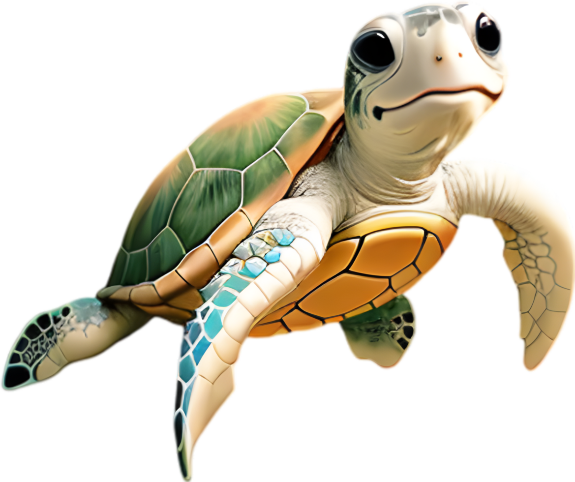 AI generated Close-up of a cute cartoon Sea Turtle Icon. png
