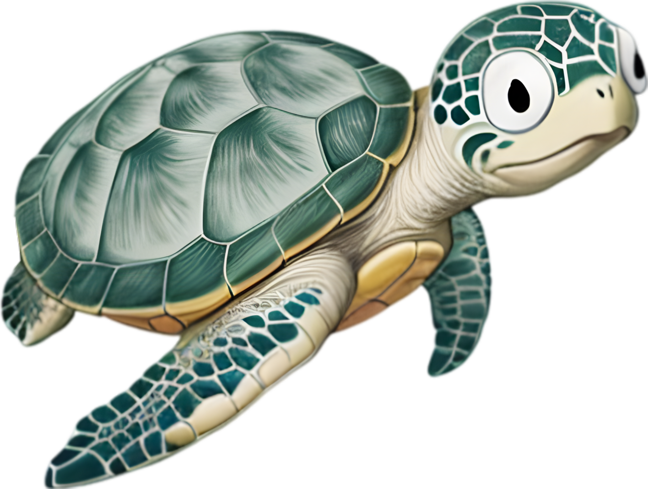 AI generated Close-up of a cute cartoon Sea Turtle Icon. png