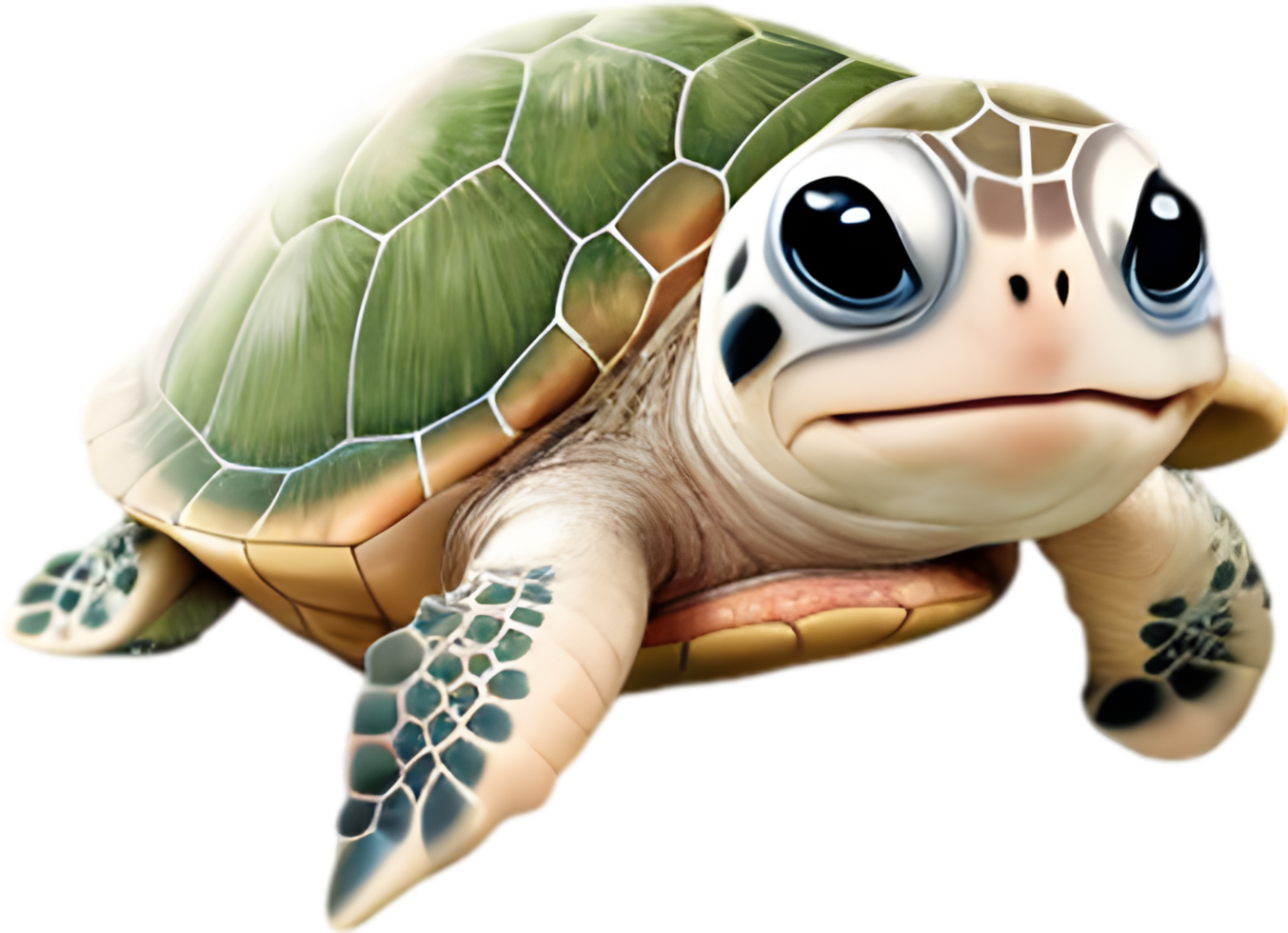 ai généré fermer de une mignonne dessin animé mer tortue icône. png