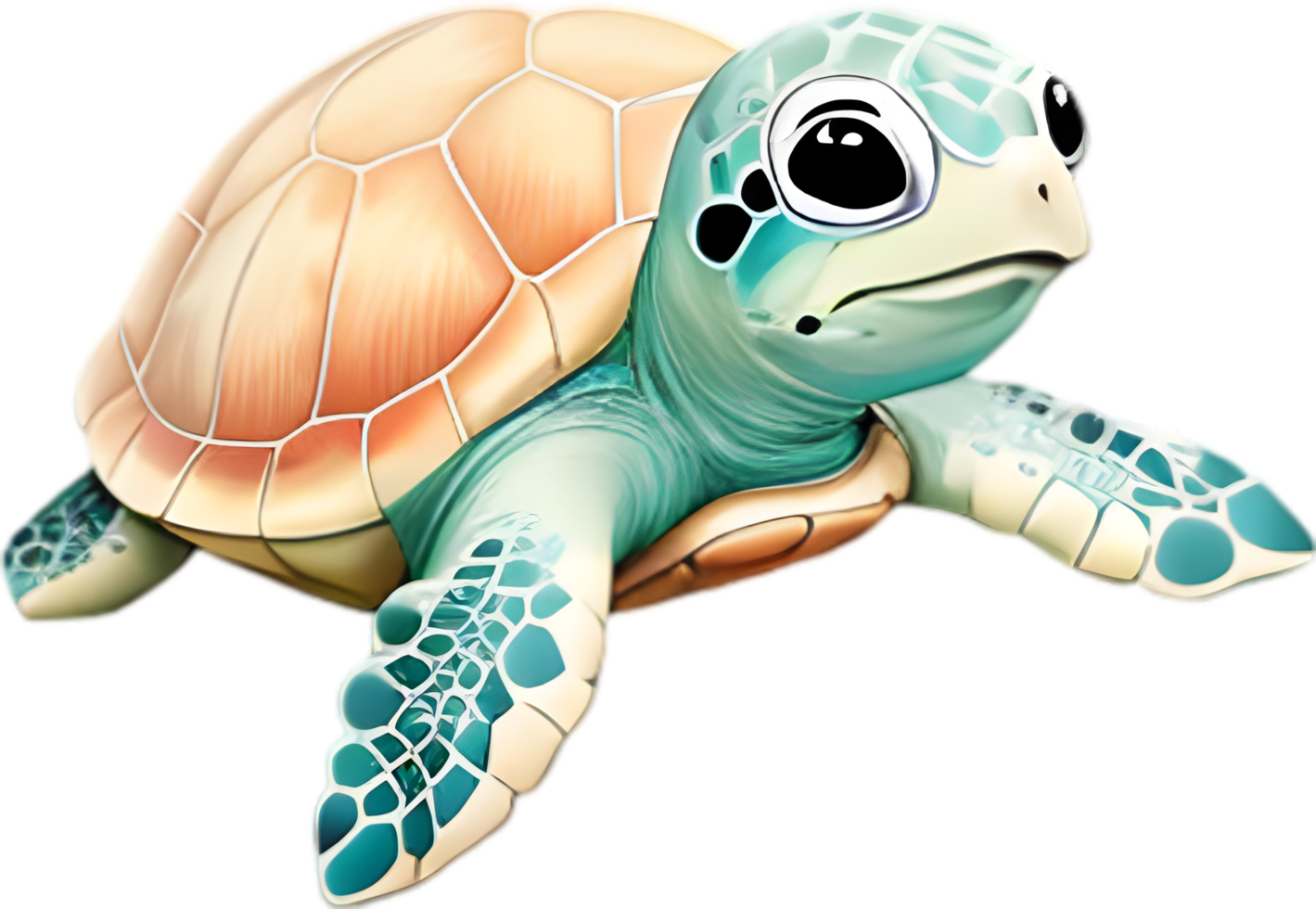 AI generated Close-up of a cute cartoon Sea Turtle Icon. png