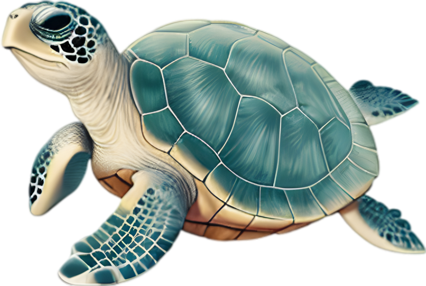 AI generated Close-up of a cute cartoon Sea Turtle Icon. png