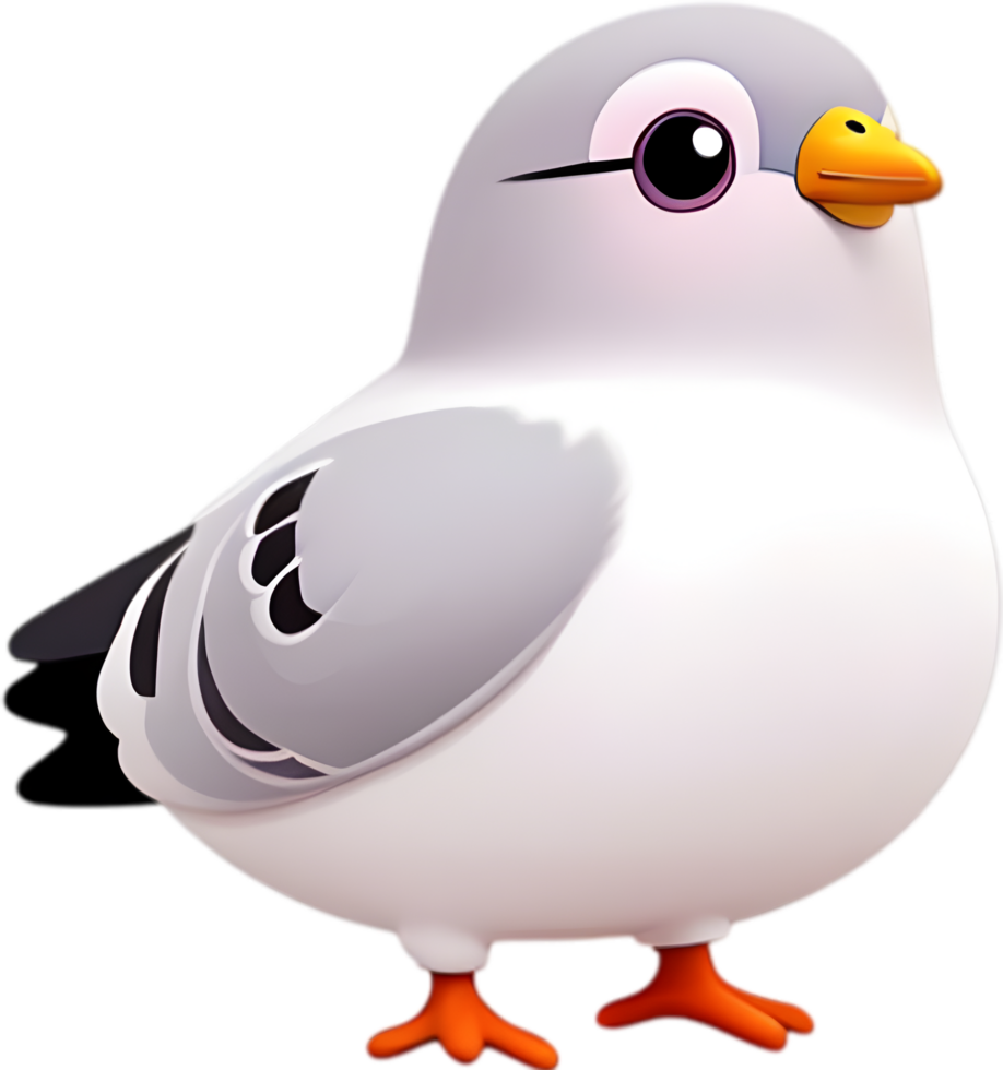 AI generated Close-up of a cute cartoon pigeon Icon. png
