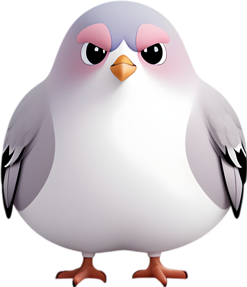 AI generated Close-up of a cute cartoon pigeon Icon. png