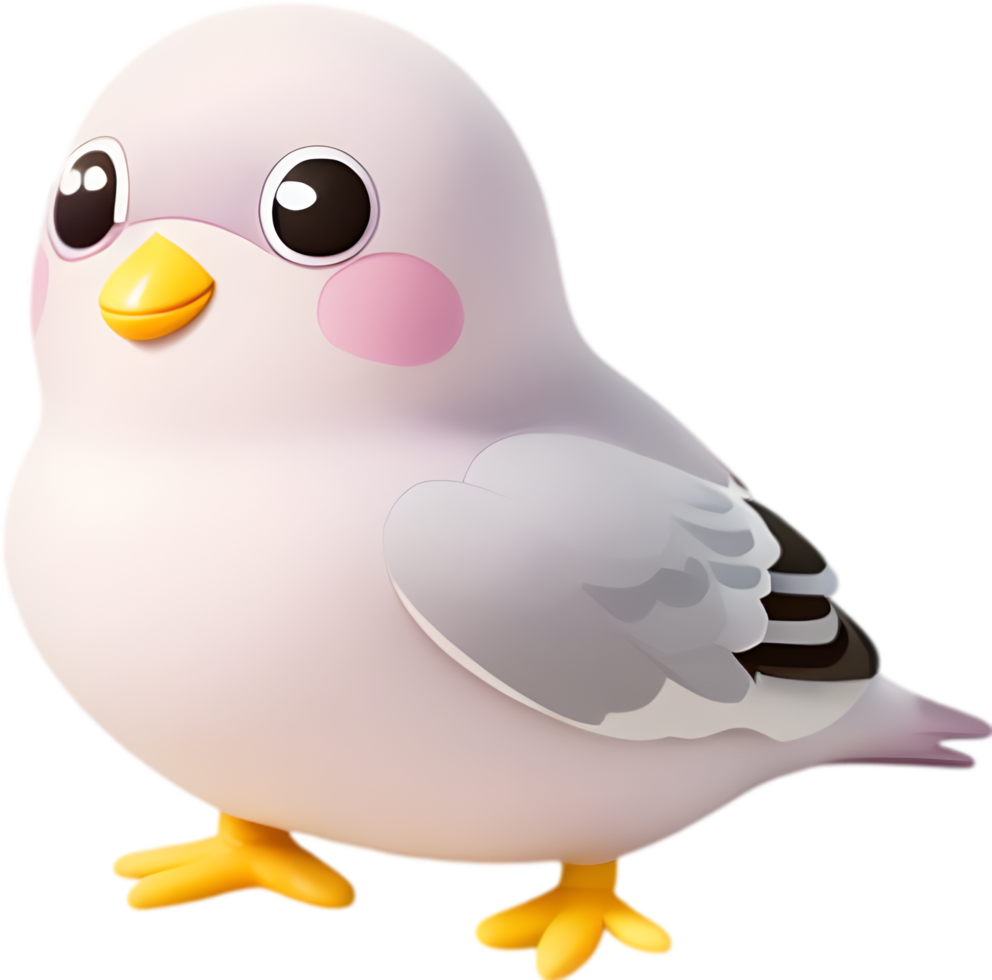 AI generated Close-up of a cute cartoon pigeon Icon. png
