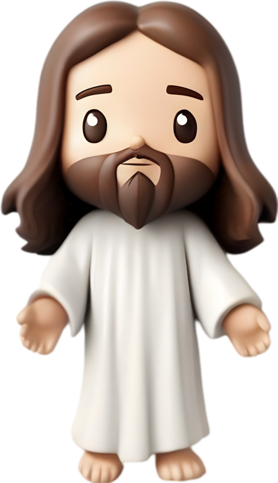 ai gerado fechar-se do fofa desenho animado Jesus Cristo ícone. png