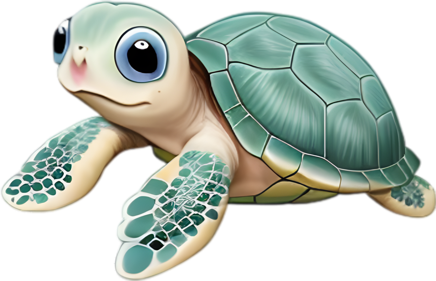 AI generated Close-up of a cute cartoon Sea Turtle Icon. png