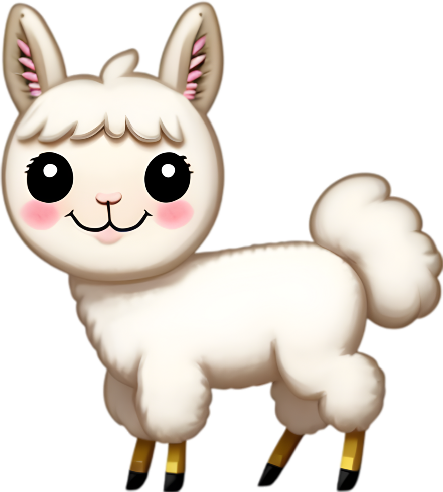 AI generated Close-up of a cute cartoon llama icon. png