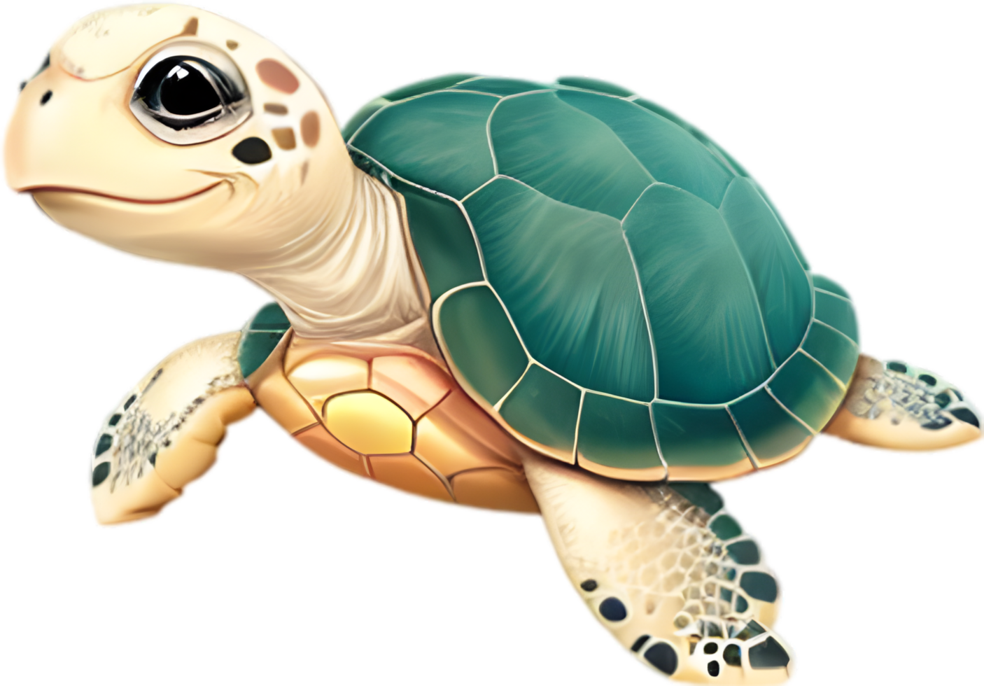 AI generated Close-up of a cute cartoon Sea Turtle Icon. png