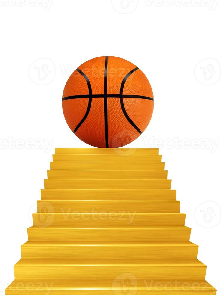Basketball on stairs  gold color photo