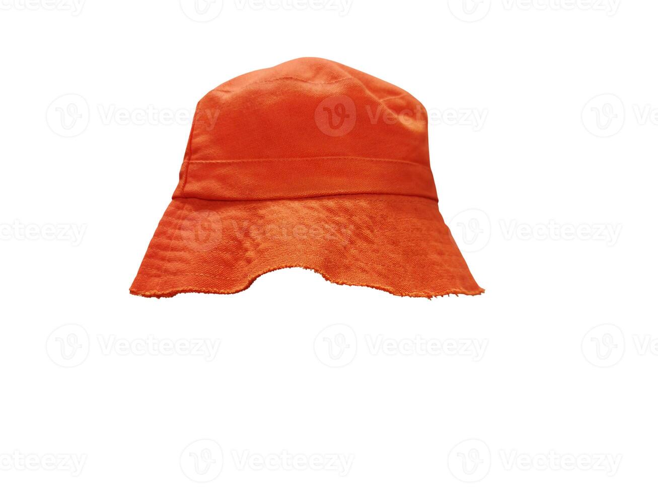 Orange bucket hat isolated on white background photo