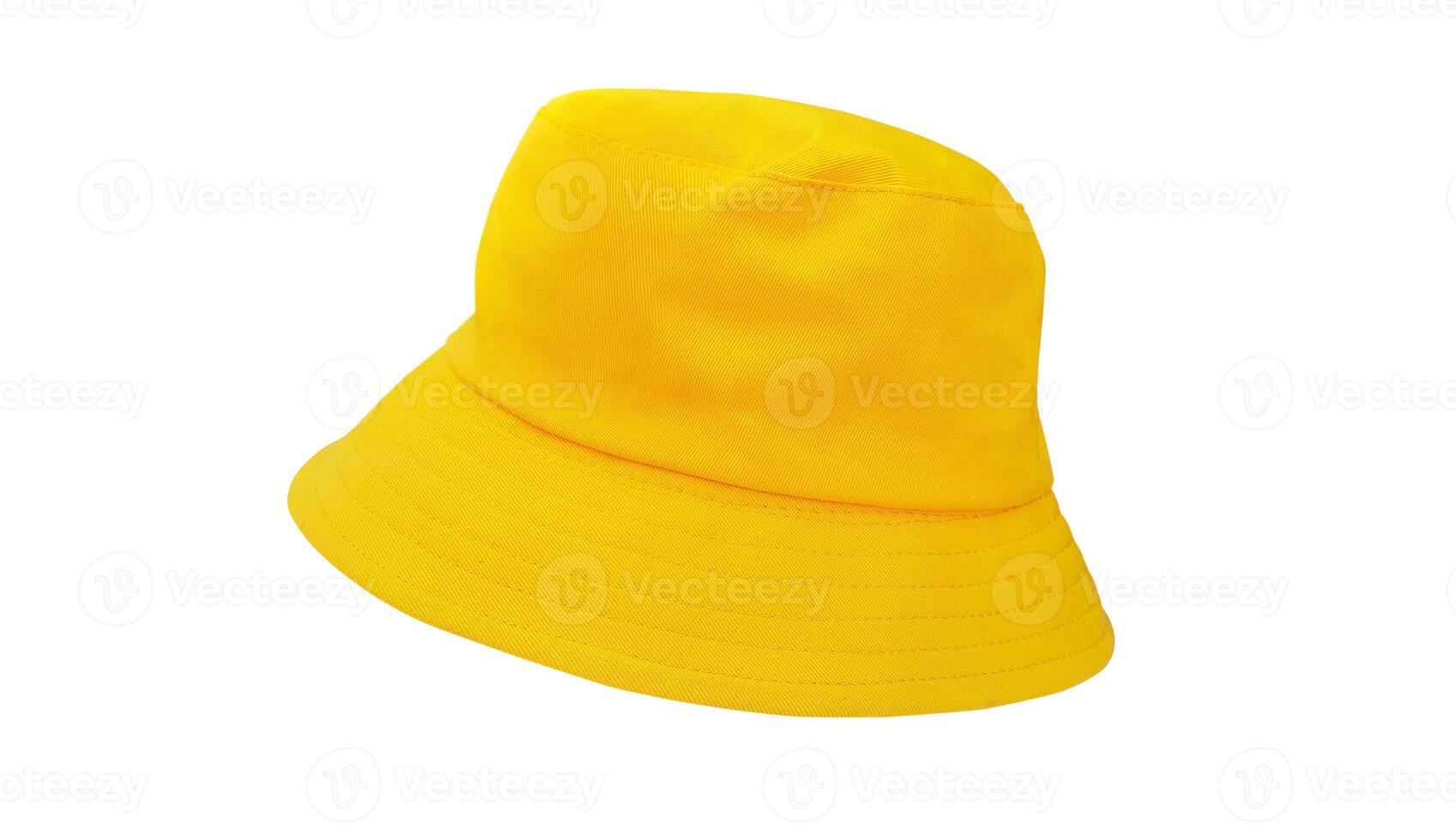 Yellow bucket hat isolated on yellow background. photo