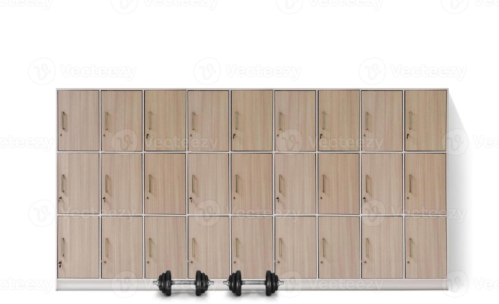 Dumbbell locker isolated on white background photo