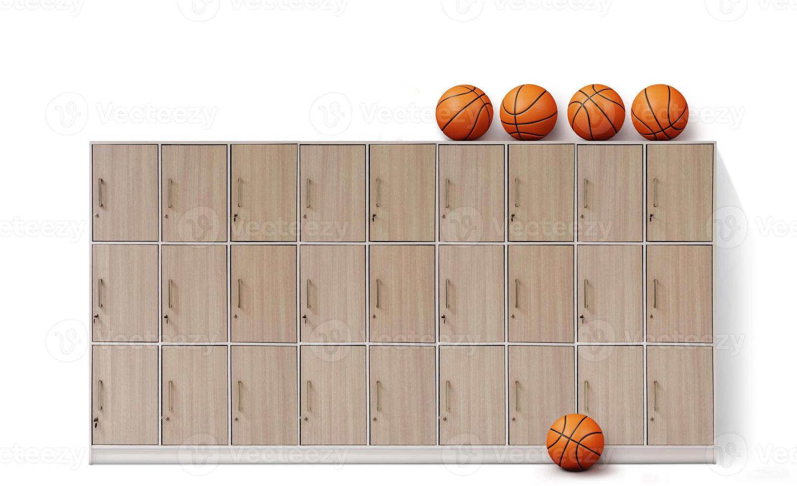 Basketball ball, locker, isolated on white background photo