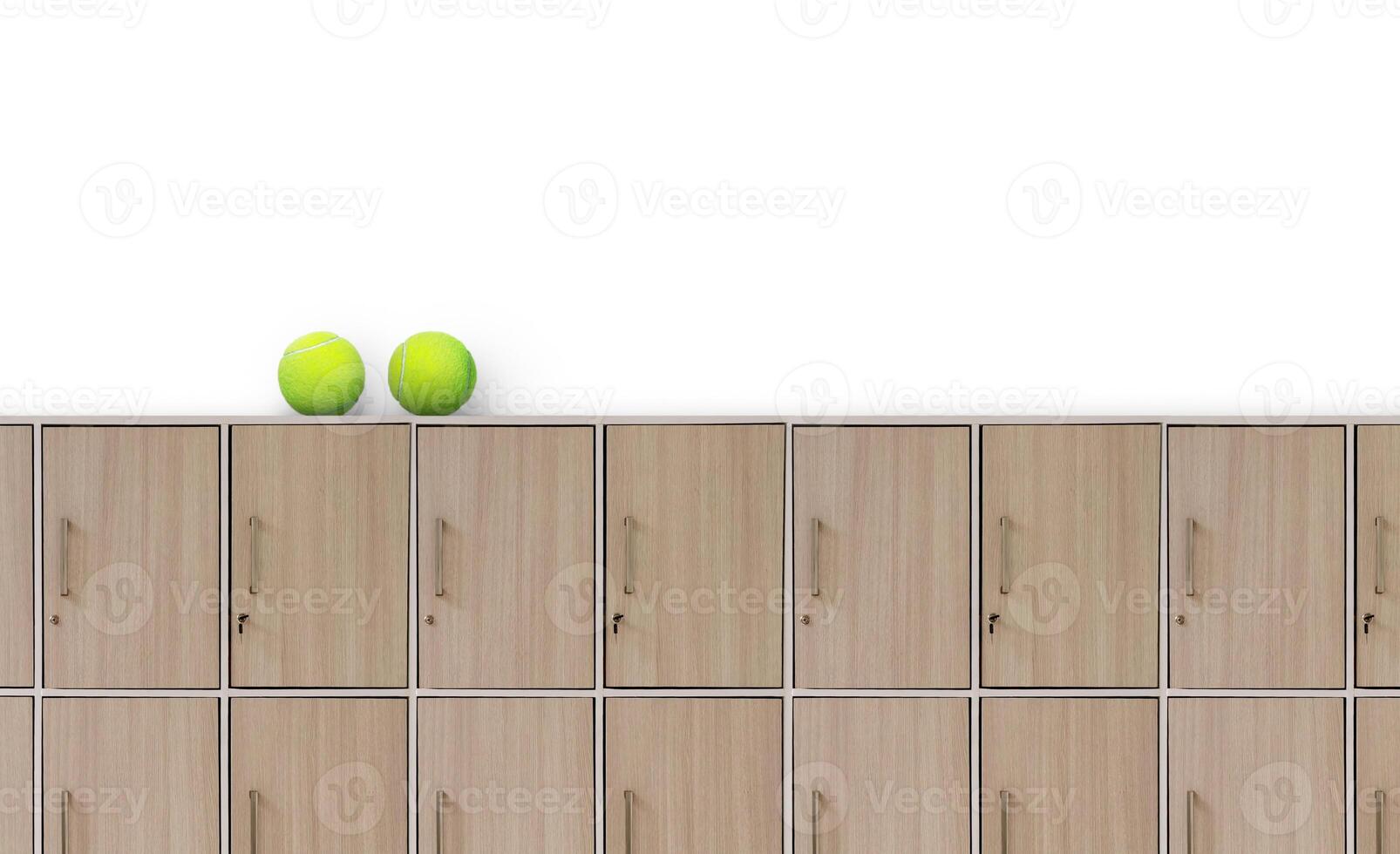 Tennis ball on locker Isolated on a white background photo