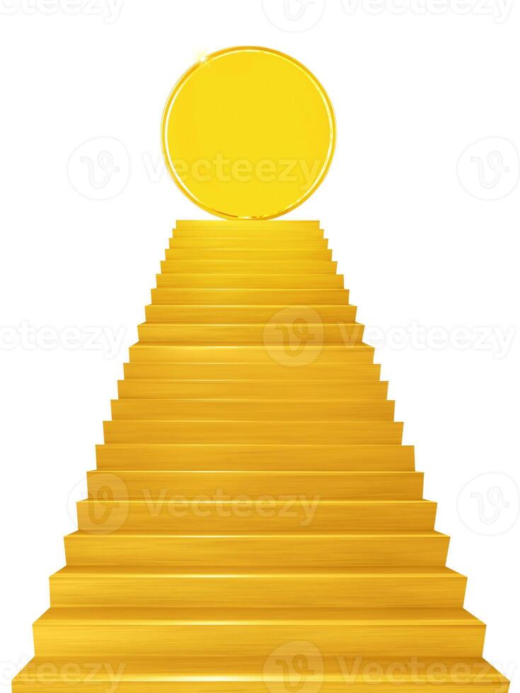 gold coins on golden stairs photo