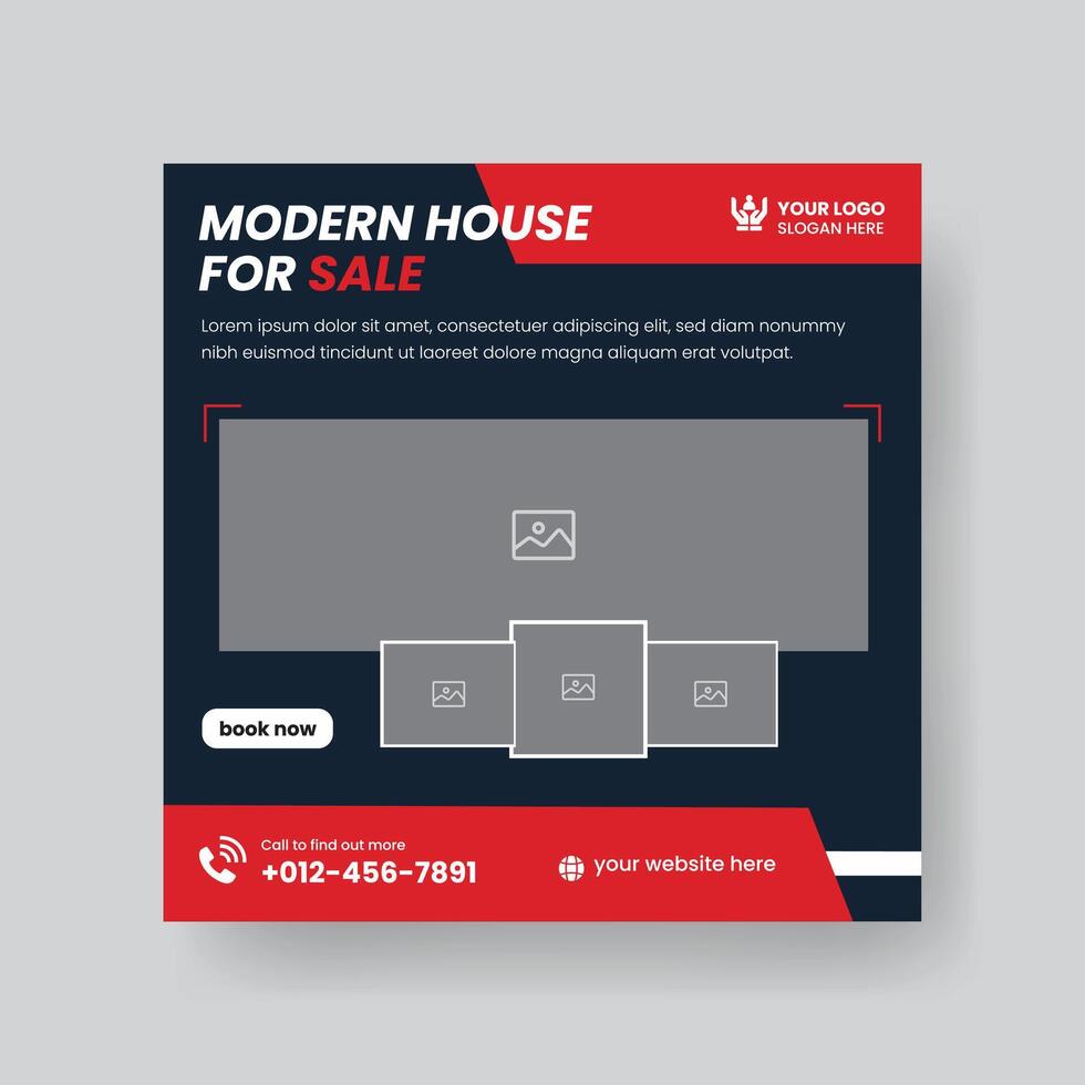 Modern Real state Home rent social media post Sale or carousel design template vector