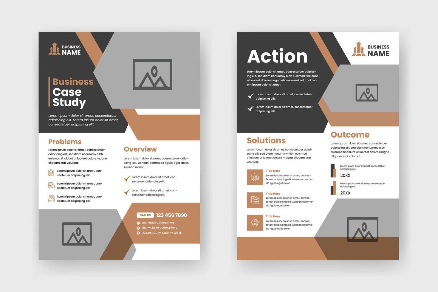 Case Study Layout Flyer. Minimalist Business Report with Simple Design. vector