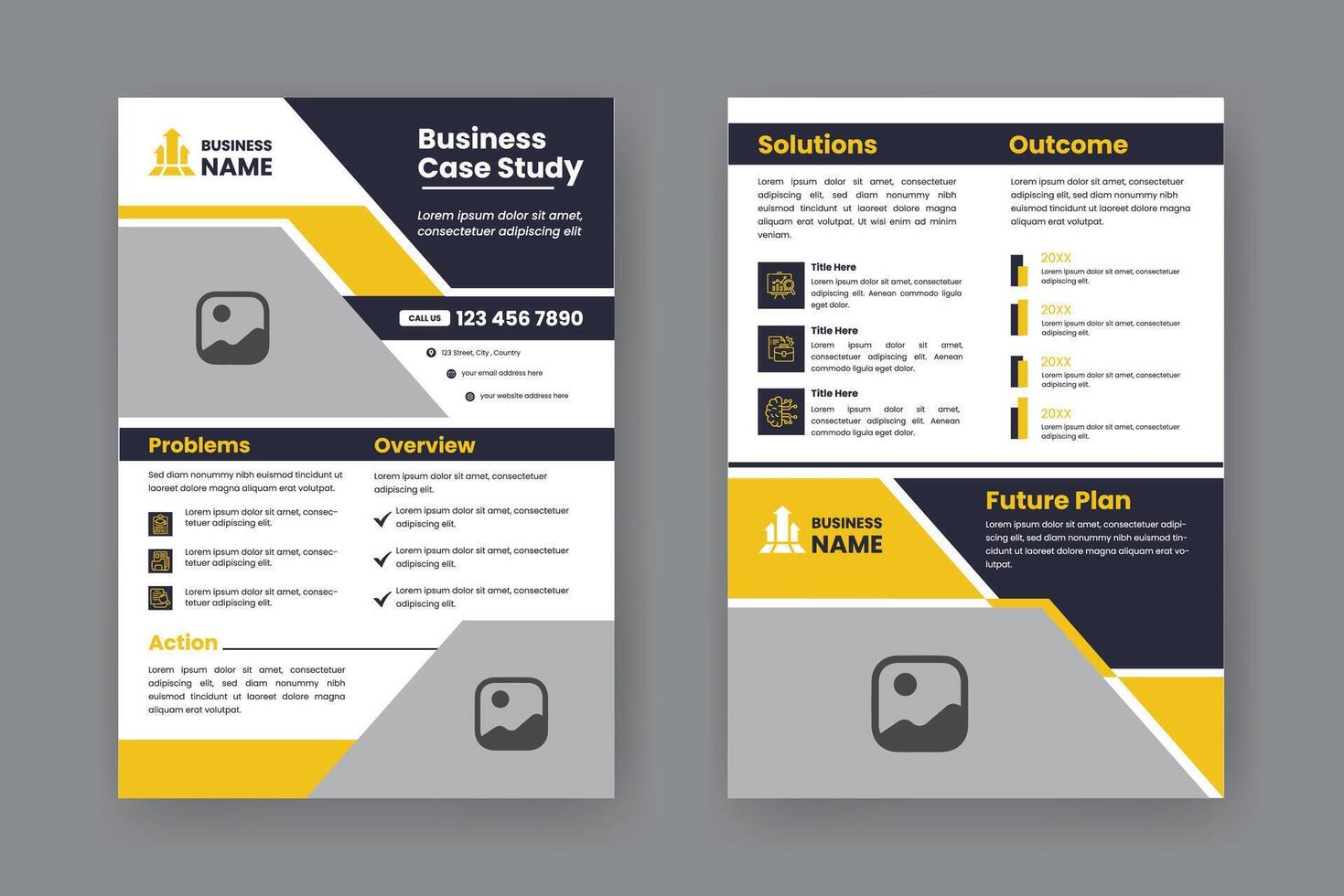 Case Study Layout Flyer. Minimalist Business Report with Simple Design. vector