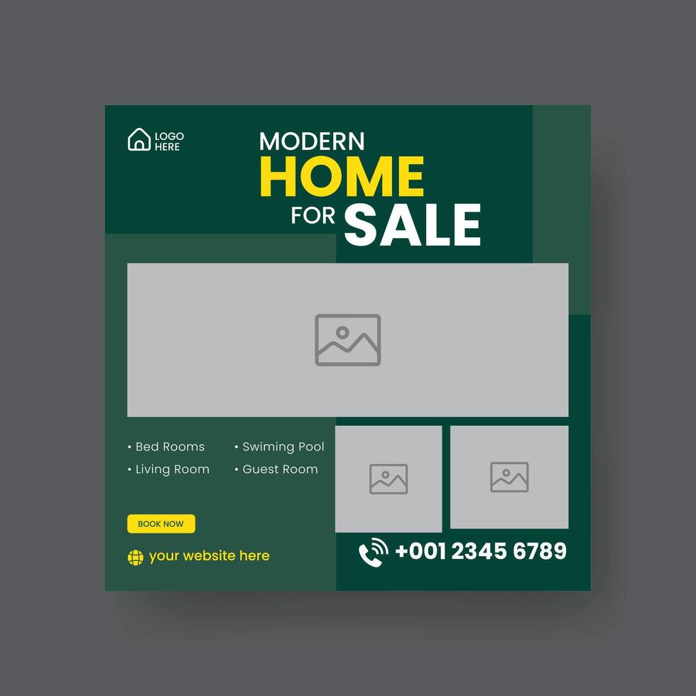 Modern Real state Home rent social media post Sale or carousel design template vector