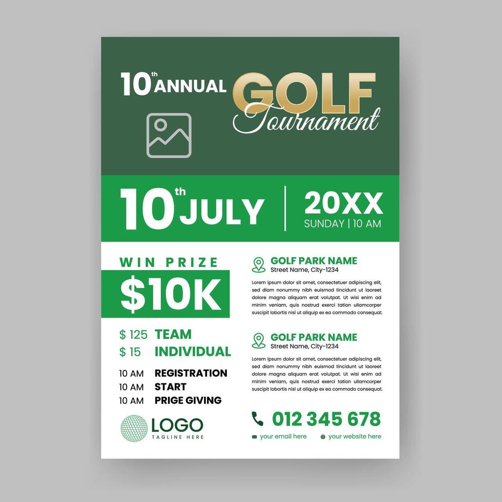 Golf Event Flyer Template. Professional Golf Tournament Flyer with Abstract Shapes  Suitable for Course, Poster, Banner, Ad, Brochure, Invite, etc. vector