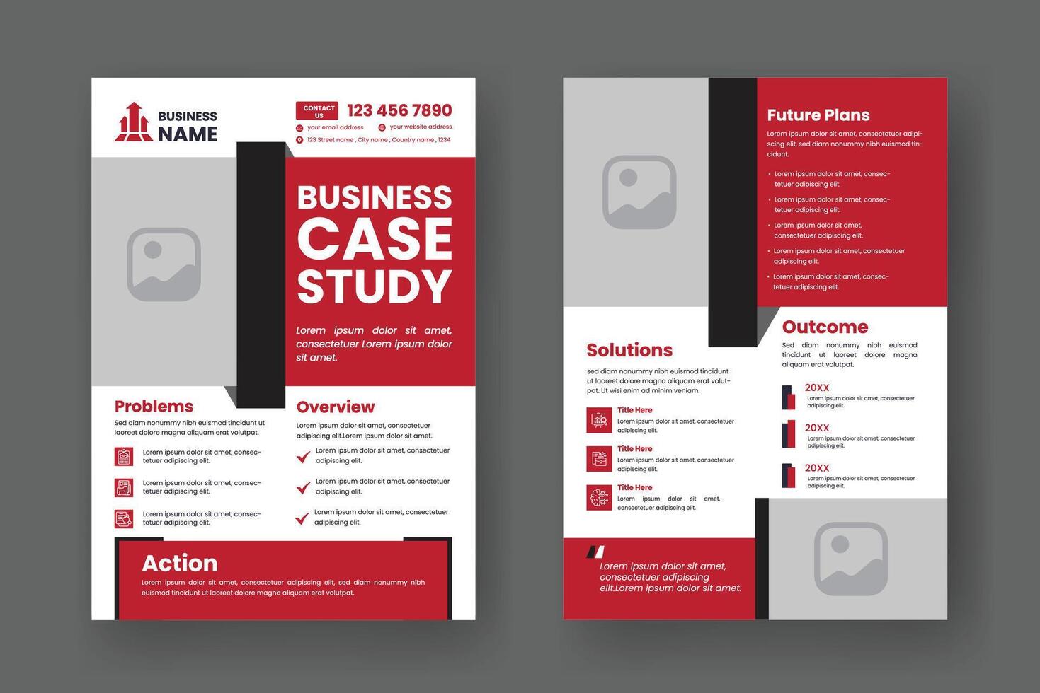 Case Study Layout Flyer. Minimalist Business Report with Simple Design. Green and Beige Color Accent. vector
