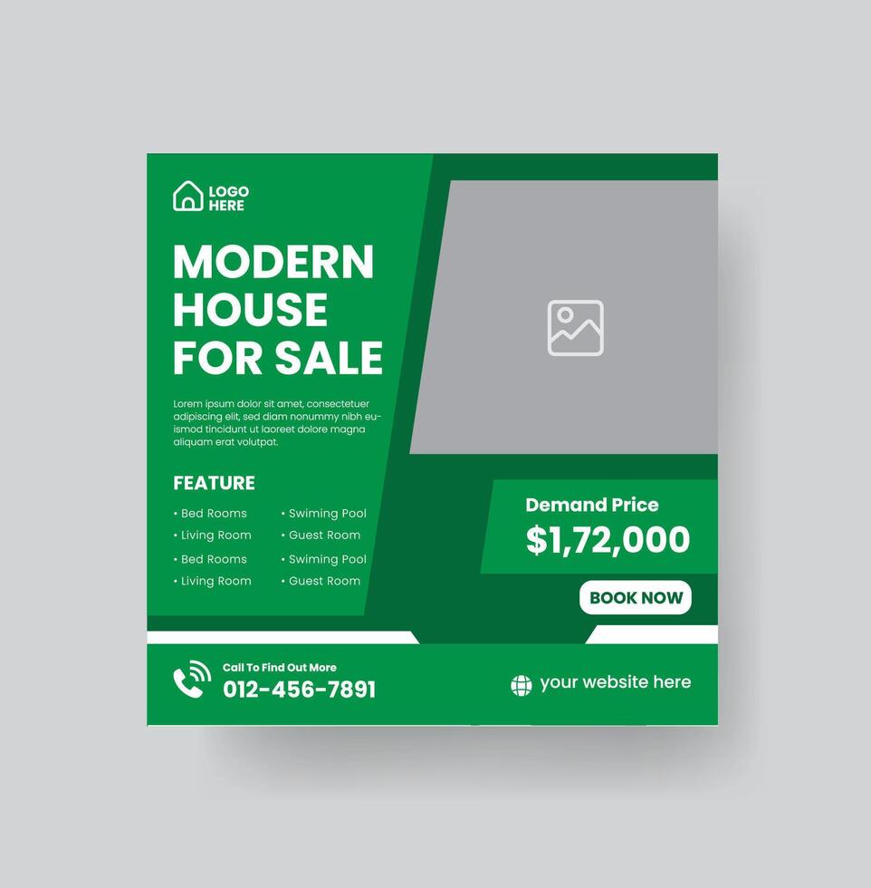 Modern Real state Home rent social media post Sale or carousel design template vector