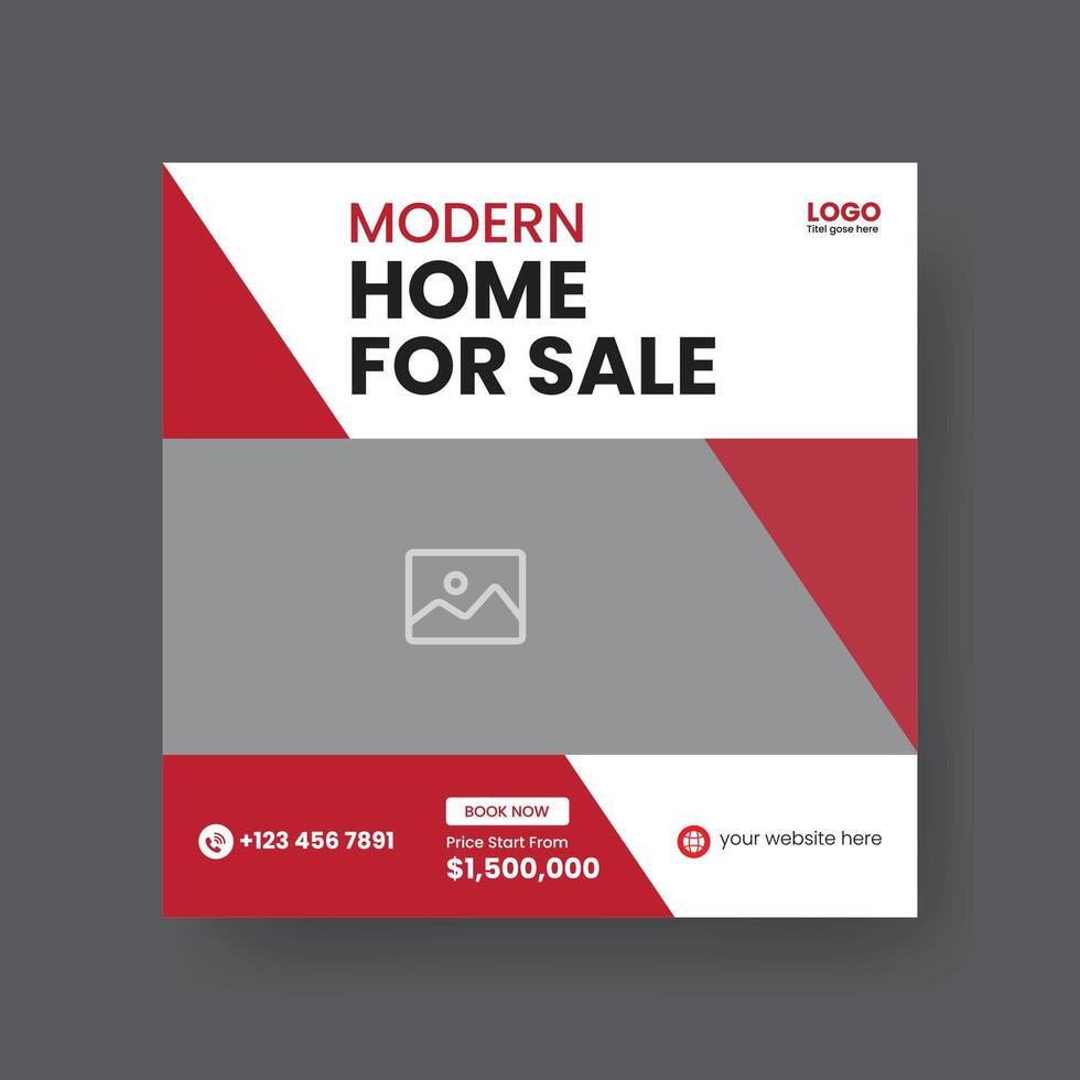Modern Real state Home rent social media post Sale or carousel design template vector