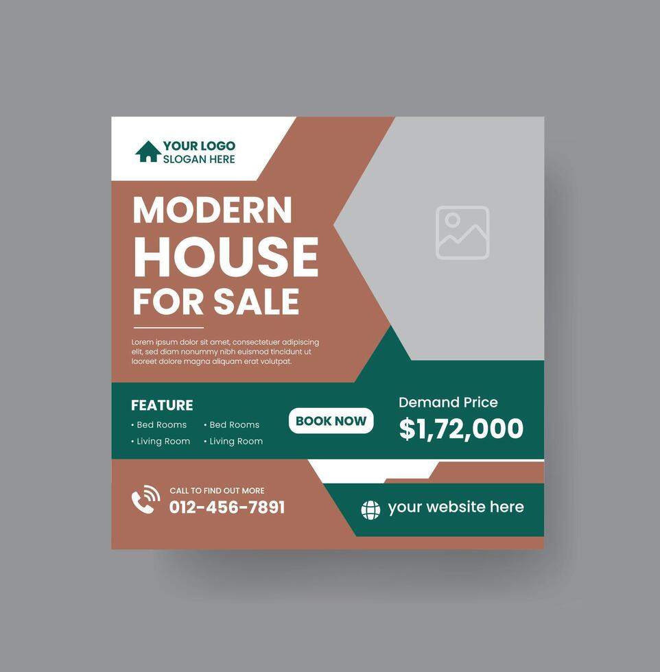 Modern Real state Home rent social media post Sale or carousel design template vector