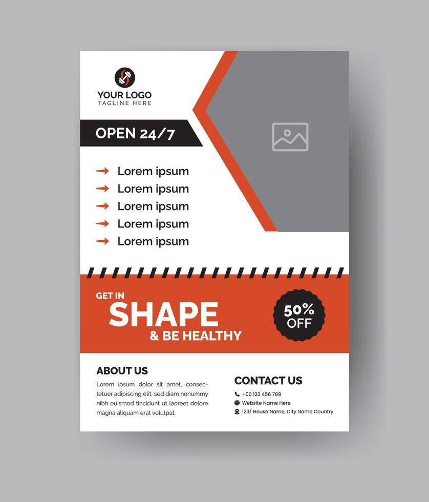 Gym Class Flyer. Abstract Workout Flyer Layout. Modern Design Shapes suitable for Sports, fitness, athletic Banner, Poster, Advertisement, Promotion, Presentation, Book Cover, ect. vector