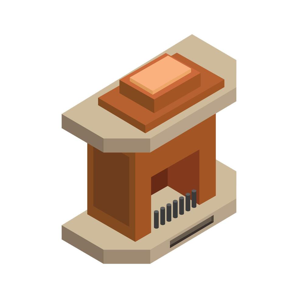 Isometric fireplace on a background vector