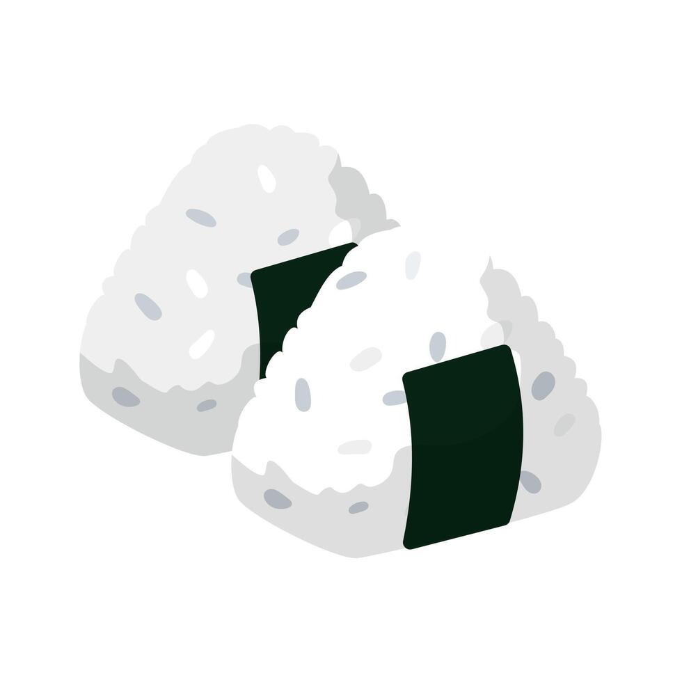 onigiri o japonés arroz pelota. aislado en blanco antecedentes. asiático comida dibujo vector ilustración.