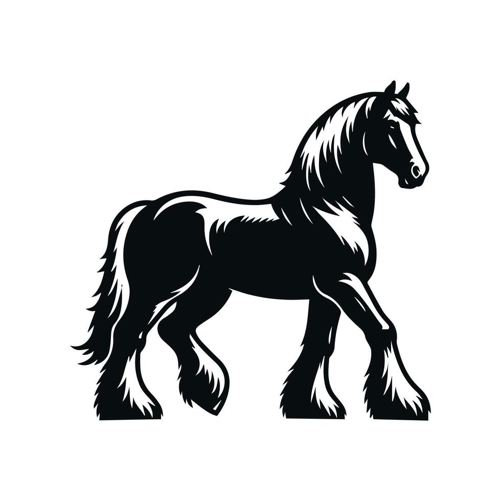 AI generated black and white horse silhouette Vector illustration