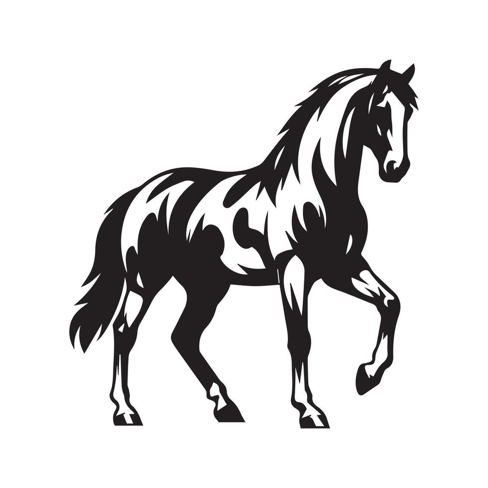 ai generado un negro y blanco dibujo de un caballo en un blanco antecedentes vector